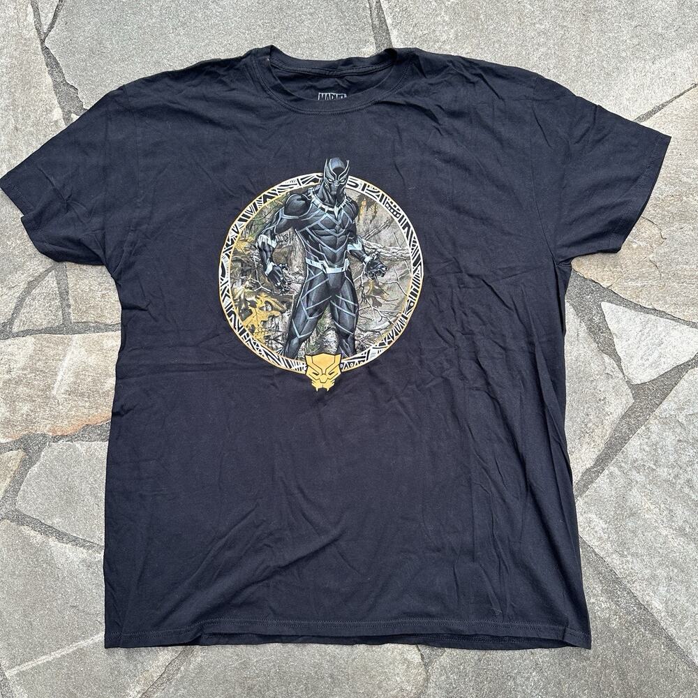 Marvel Black Panther Shirt Mens XXL Black RealTree Camouflage Wakanda Forever